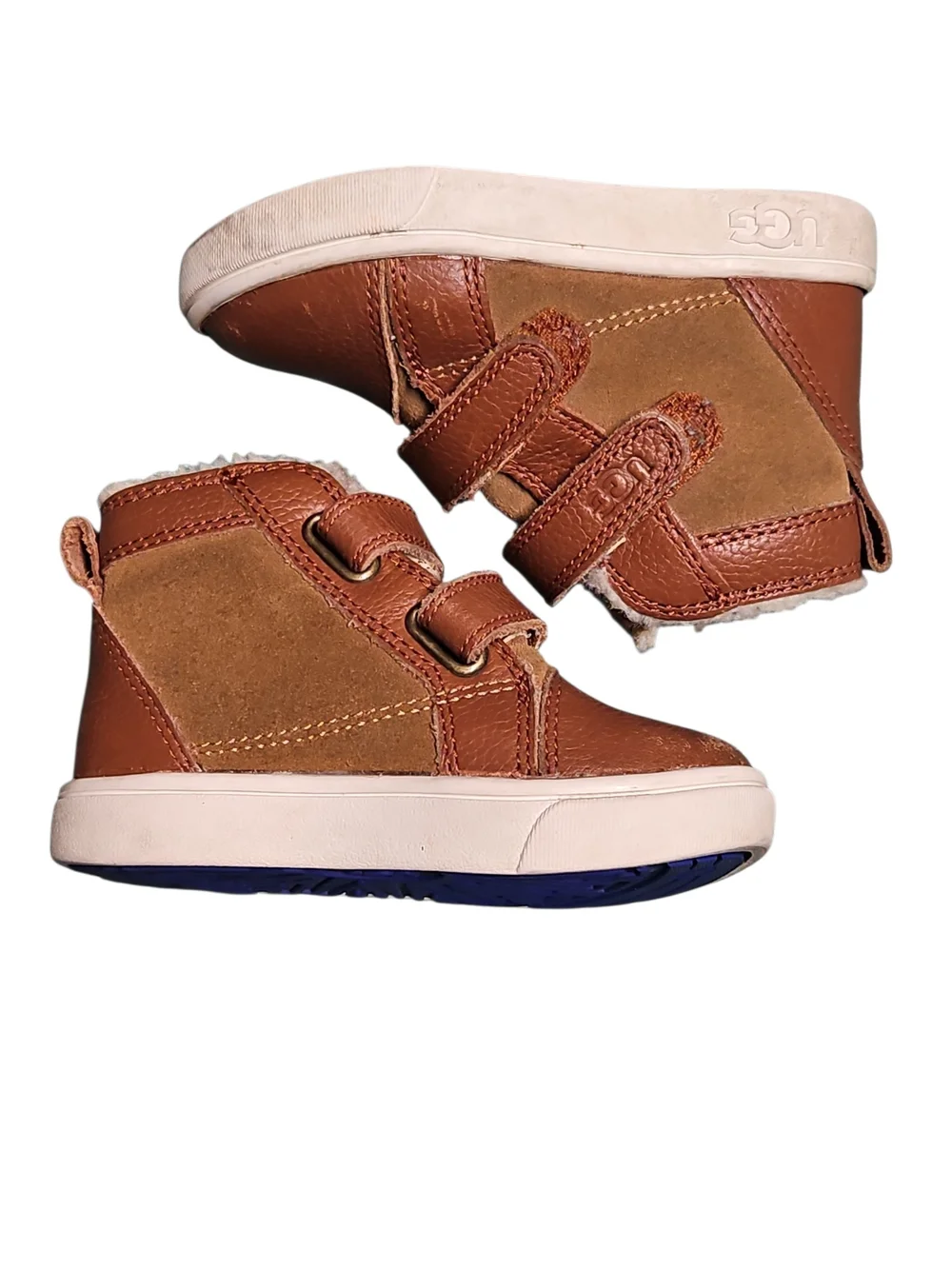 UGG Rennon Toddler Suede and Leather High-Top Boots Chestnut Brown Size 6
